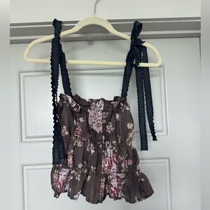 Floral Brown Sleeveless Top